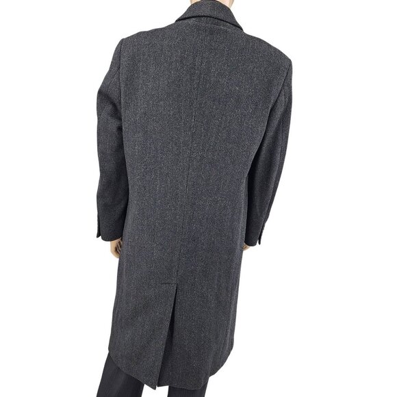 Alfani Gray Herringbone Wool Blend Overcoat Mens 40R - Picture 3 of 10